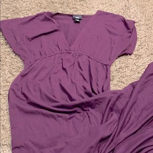 Long Purple V Neck dress